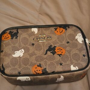 NWT Coach Brown Signature Canvas Halloween Crossbody with Orange & White Accents